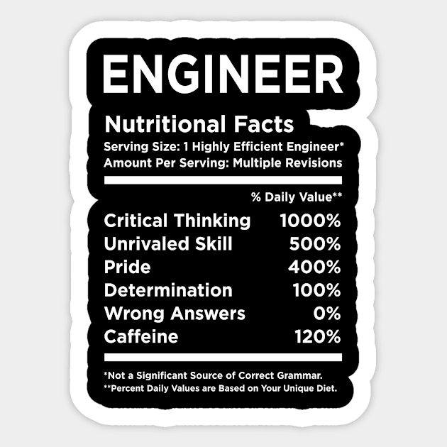 Engineer Nutritional Facts Sticker by produdesign